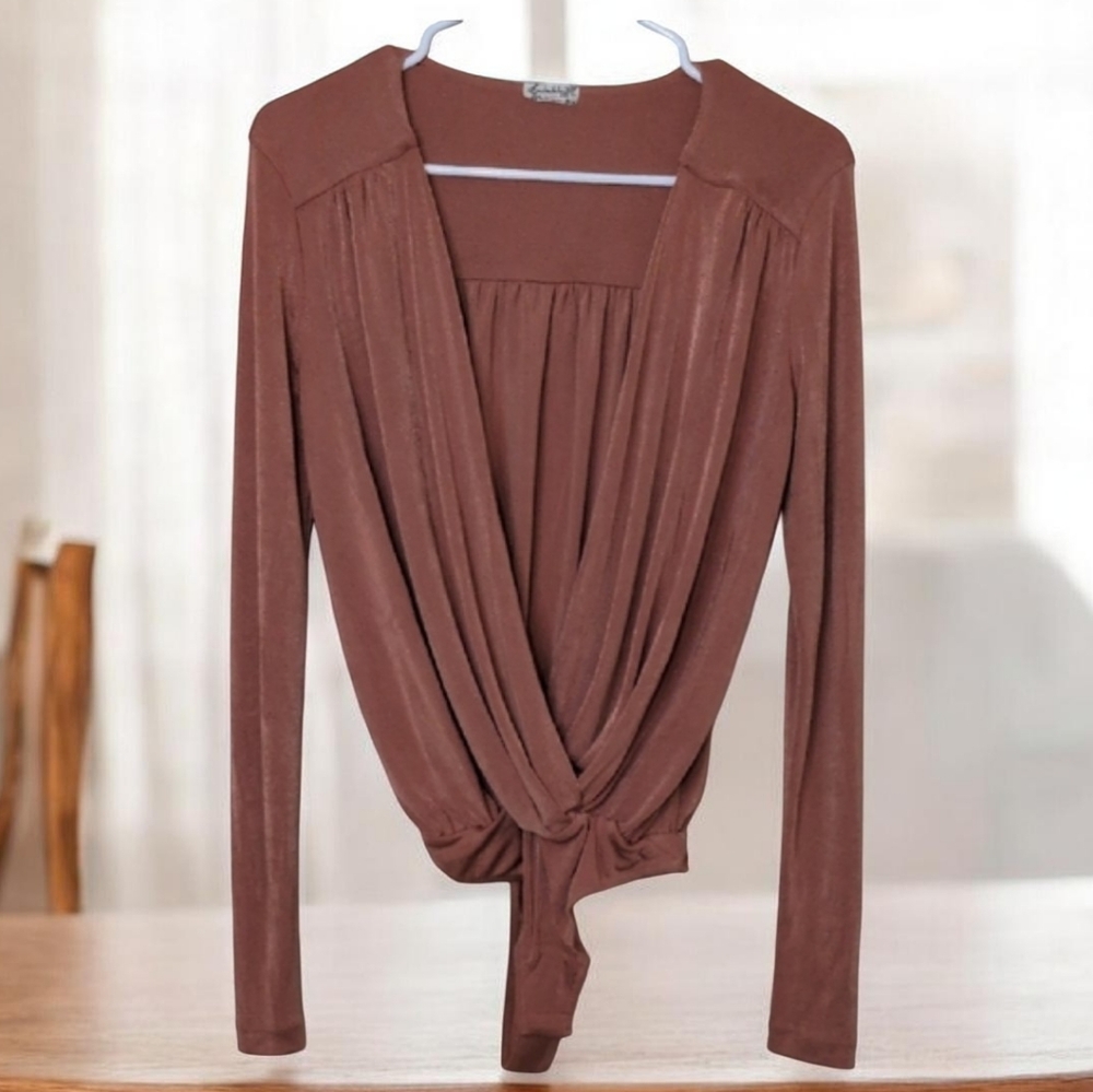 Free People Rust Bodysuit Size Small Oversized NWOT